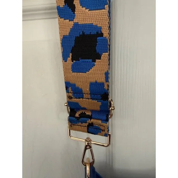 Ah-Dorned Blue Leather Animal Print Strap Crossbody Bag - Picture 3 of 9